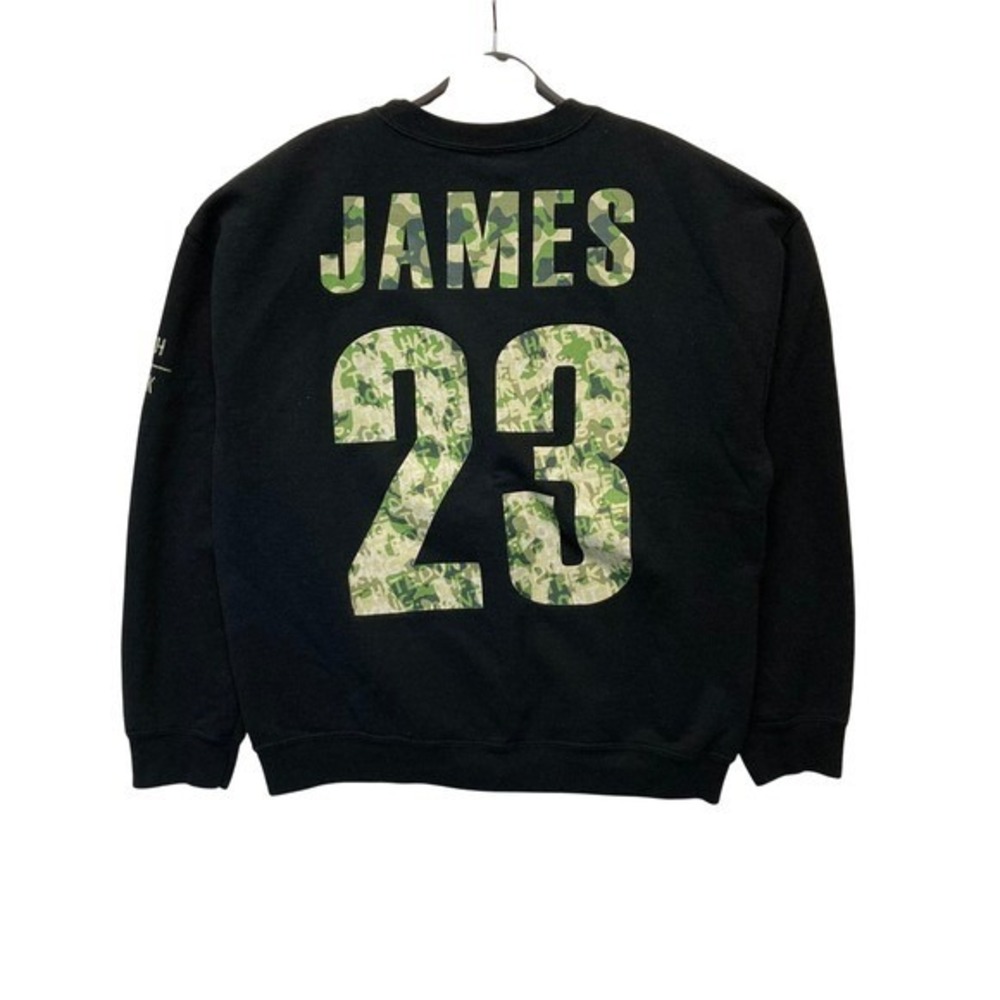 DH TK Lebron James 23 Black Camo Print Crewneck Sweatshirt Mens Size L